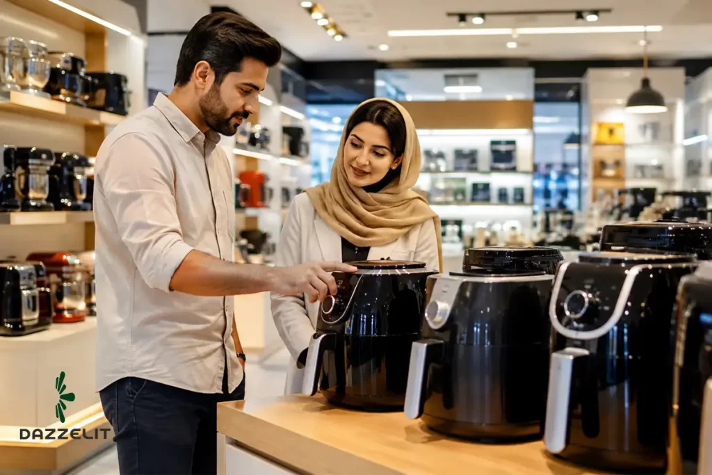 یک زن و مرد در حال انتخاب بهترین مارک هواپز