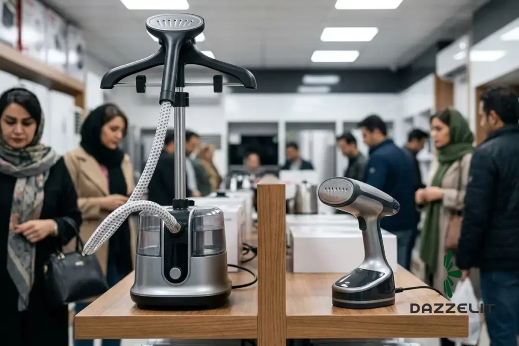 بخارگر دستی و ایستاده در کنار هم در یک فروشگاه