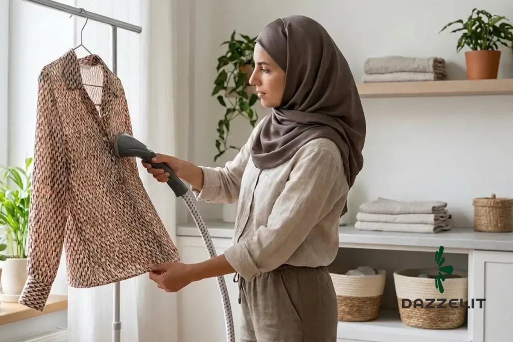 یک زن در حال استفاده از بخارگر