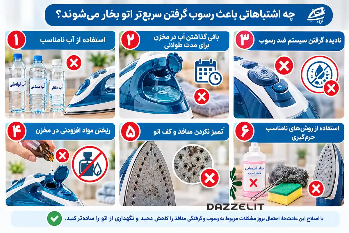 چه اشتباهاتی باعث رسوب گرفتن سریعتر اتو بخار میشوند