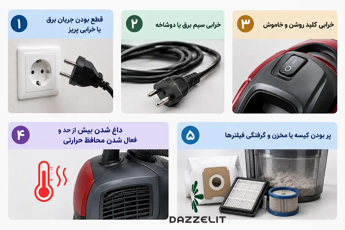 دلایل روشن نشدن جاروبرقی